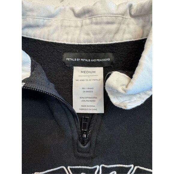 Petals & Peacocks Herbs Positivity Cropped Black Collared Sweatshirt Size Medium - Picture 5 of 5